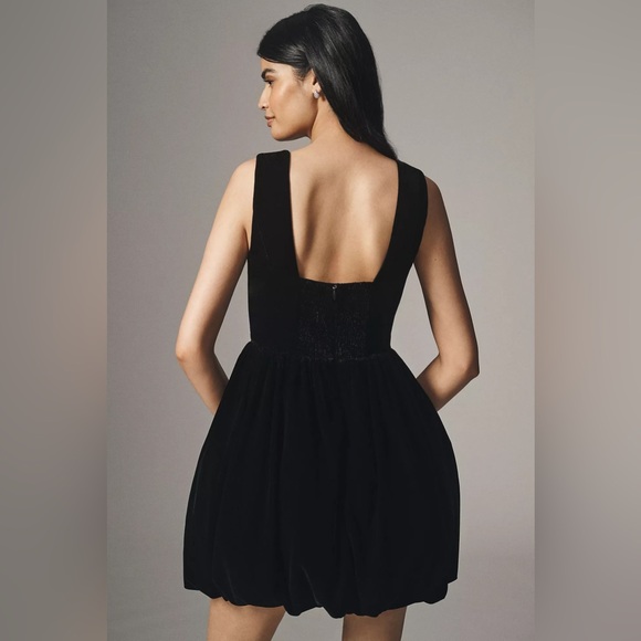 BHLDN Ariana Velvet Square-Neck Fit & Flare Bubble Mini Dress - Picture 2 of 7